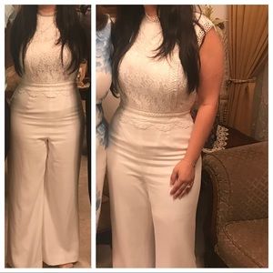Tahari White Lace Jumpsuit